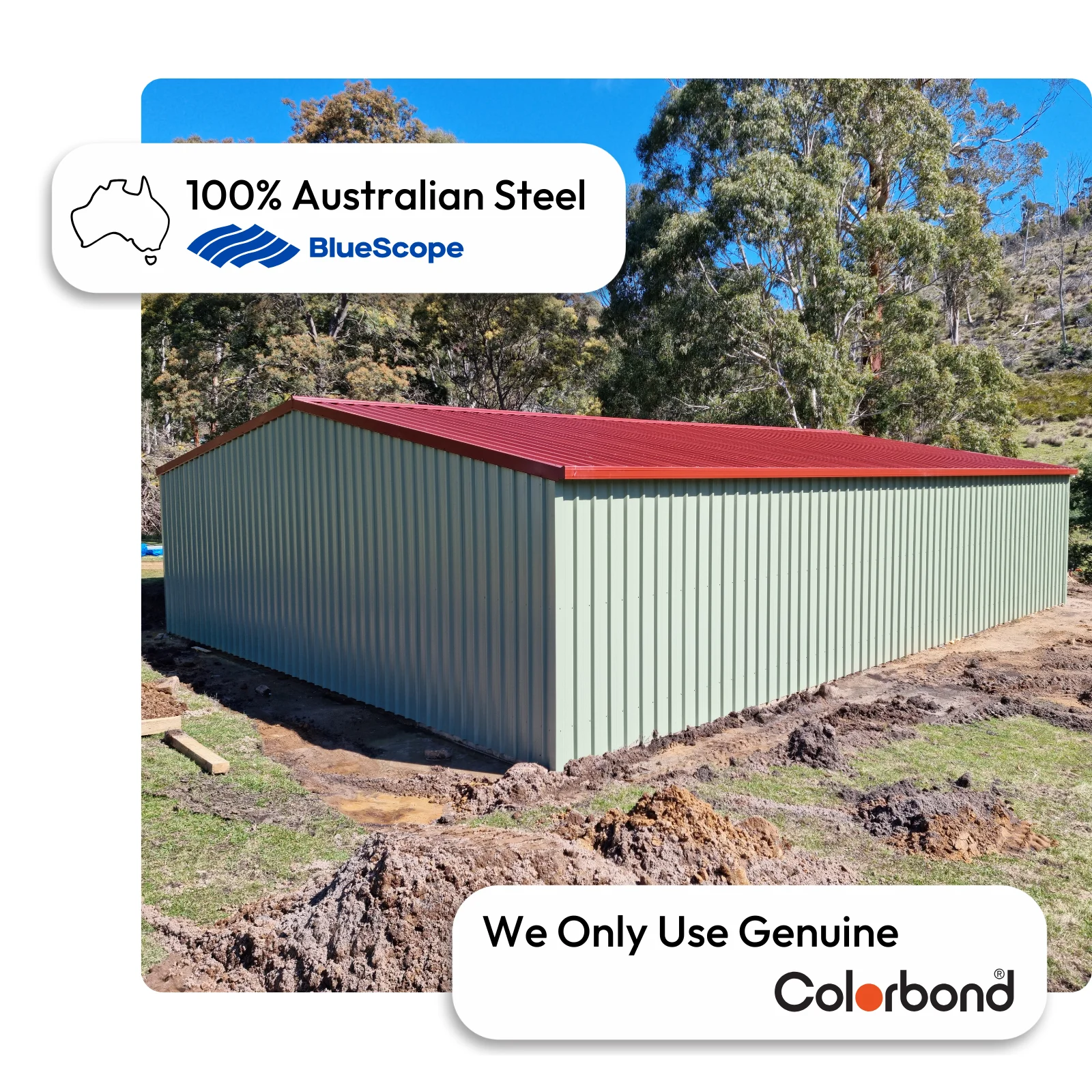 6x10 Sheds -
Built Tough with
COLORBOND®
Steel