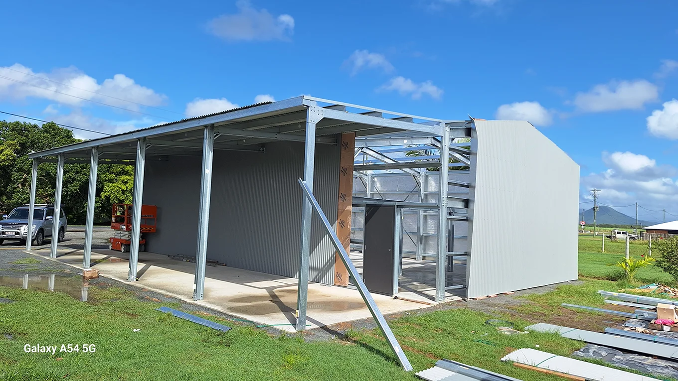Boat shed workshop during construction.
