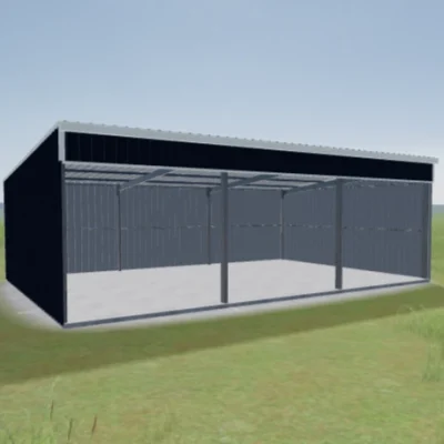 Australian-made equine shed with three open sides featuring Deep Ocean® roof and Deep Ocean® walls