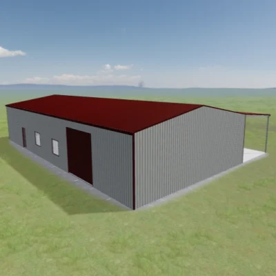 Australian-made shearing shed with classic design and roller doors featuring Manor Red® roof and Dune® walls