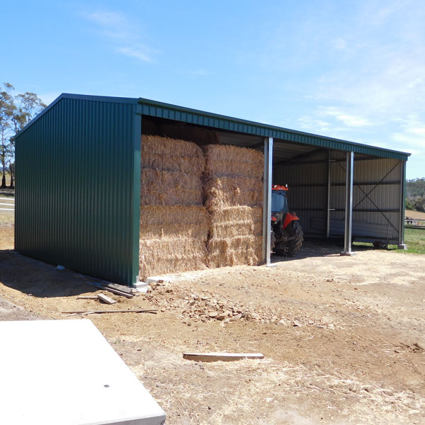 Hay shed built in Darwin out of Cottage Green Colorbond Cladding.