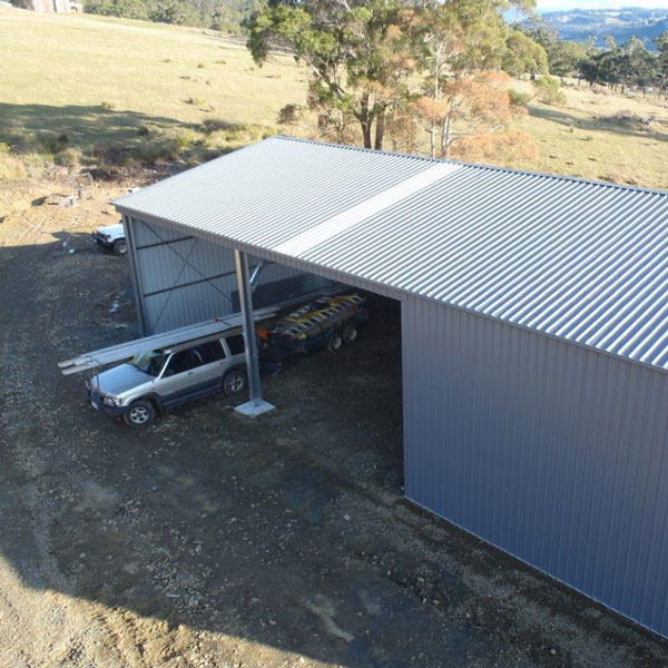 Industrial shed erected in Perth with 2 open bays and Colorbond cladding.