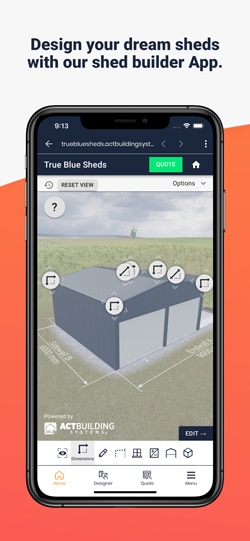 True Blue Sheds Android App Shed Builder
