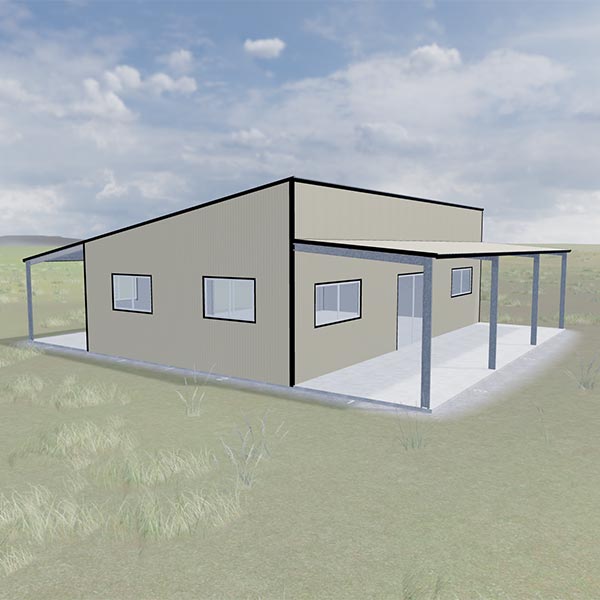 render of a skillion roofed Shed Home