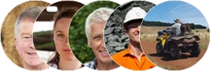 Happy True Blue Sheds customers including farmers, tradies, and rural property owners