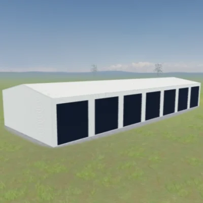 Australian-made self storage building in a row layout with multiple roller doors featuring Dover White™ roof and walls.