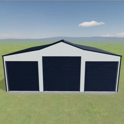 Australian-made Aussie Barn with 3.6m gutter height featuring Monument® roof and Surfmist® walls