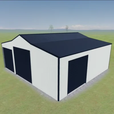 Australian-made Aussie Barn with one door on the side featuring Monument® roof and Surfmist® walls