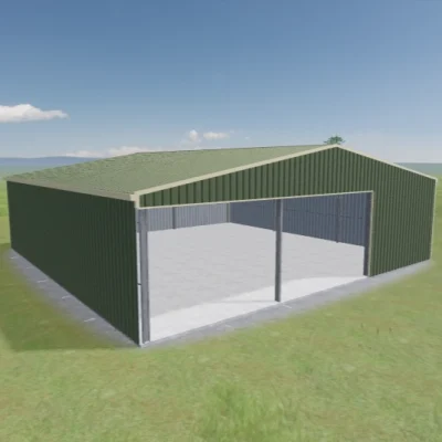 Australian-made equine shed with open front featuring Pale Eucalypt® roof and Pale Eucalypt® walls