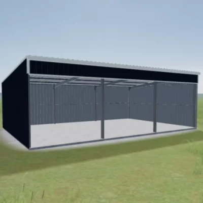 Equine Shed | Three-Sided | Deep Ocean® | True Blue Sheds Australian-made equine shed with three open sides featuring Deep Ocean® roof and Deep Ocean® walls