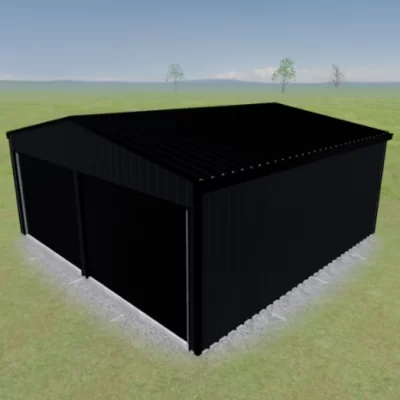 Australian-made garage with double roller doors featuring Night Sky® roof and Monument® walls