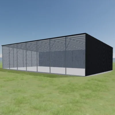 Australian-made Hay Shed with gable roof and open front featuring Monument® roof and walls