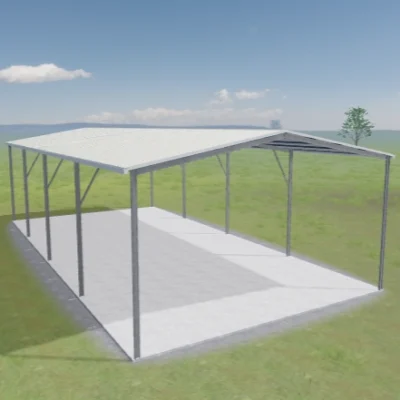 Australian-made Hay Shed with gable roof and fully open sides featuring Surfmist® roof and walls