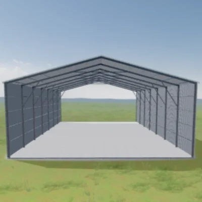 Australian-made traditional-style open gable shed featuring Ironstone® roof and walls